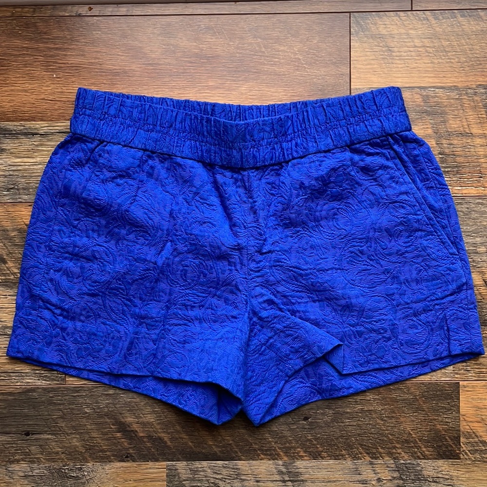 J. CREW size 00 Royal Blue Paisley Printed Shorts